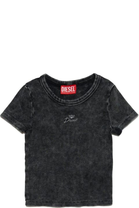 Diesel Topwear for Girls Diesel Terhi Logo Embroidered Crewneck T-shirt