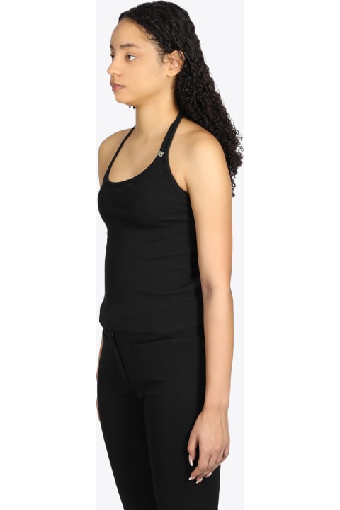 Ribbed Tank Top Black ribbed cotton top with light cap