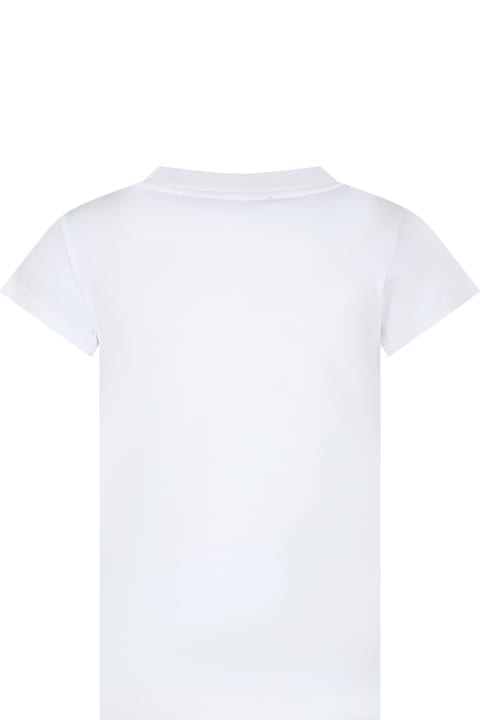 Topwear for Girls Balmain White T-shirt For Girl With Logo
