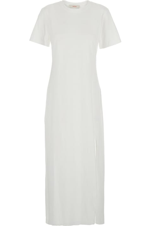 Jucca Clothing for Women Jucca White Dress With Round Neck And Front Single Slit In Cotton Woman