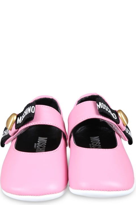 Shoes for Baby Girls Moschino Pink Ballet Flats For Baby Girl With Heart