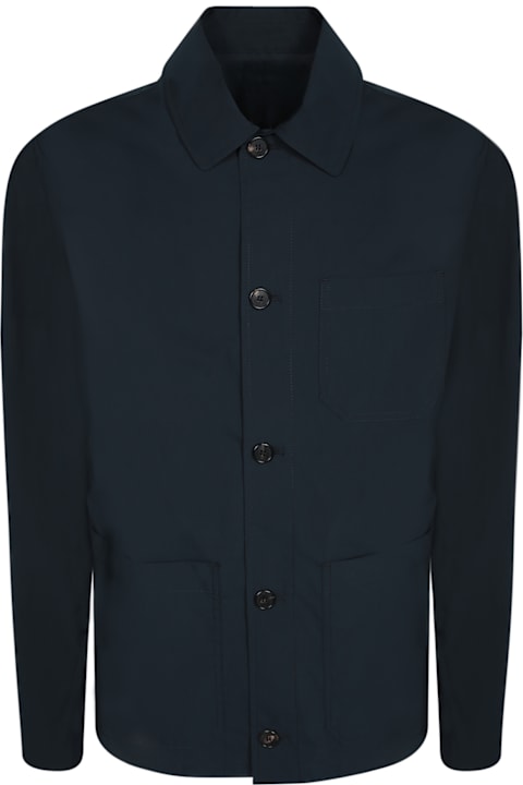 Incotex قمصان لـ القسم الرجالي Incotex Blue Stretch Pocket Overshirt