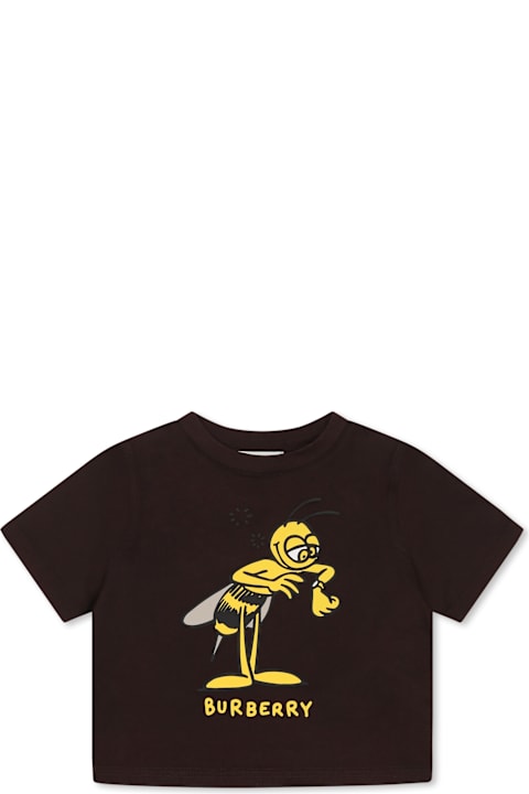 آخر صيحات الموضة من رُضع بنات Burberry Brown T-shirt For Boy With Logo And Bee