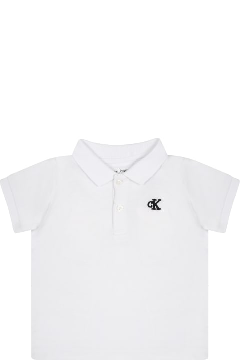 Calvin Klein T-Shirts & Polo Shirts for Baby Girls Calvin Klein White Polo Shirt For Baby Boy With Logo