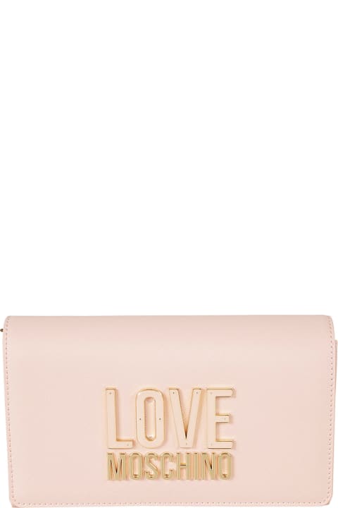 Love Moschino for Women Love Moschino Logo Embossed Flap Shoulder Bag