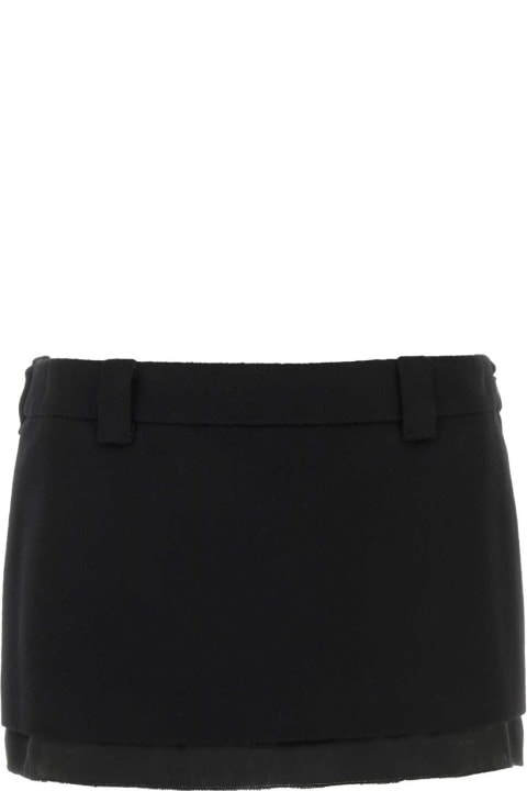 Miu Miu for Women Miu Miu Black Wool Blend Mini Skirt