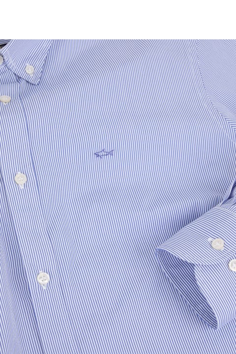 Paul&Shark قمصان لـ القسم الرجالي Paul&Shark Striped Poplin Shirt With Logo