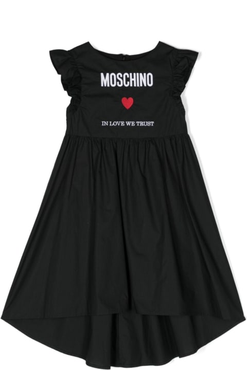 Dresses for Girls Moschino Black Maxi Dress With Logo In Cotton Girl