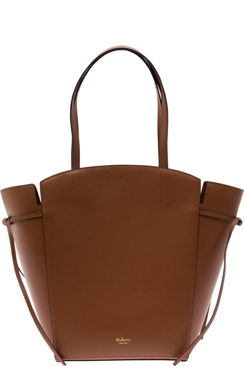 ウィメンズ新着アイテム Mulberry 'clovelly' Brown Shoulder Bag With Laminated Logo In Smooth Leather Woman