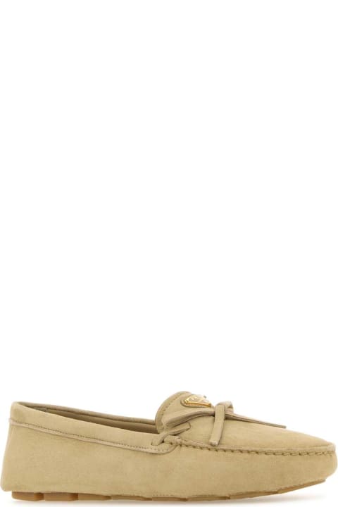 Flat Shoes for Women Prada Sand Suede Loafers