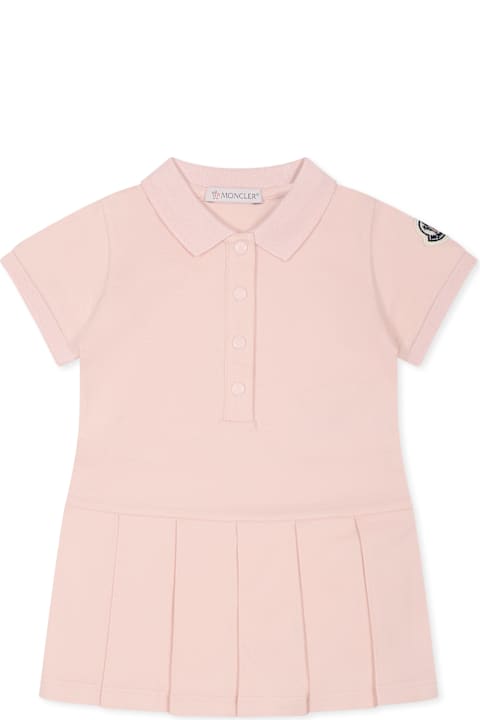 Moncler Bodysuits & Sets for Baby Girls Moncler Pink Dress For Baby Girl With Logo