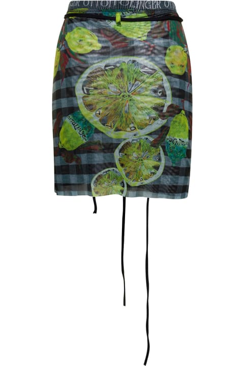 ウィメンズ Ottolingerのパンツ＆ショーツ Ottolinger Multicolor Wrap Skirt With Branded Band And Lemon Print In Mesh Woman