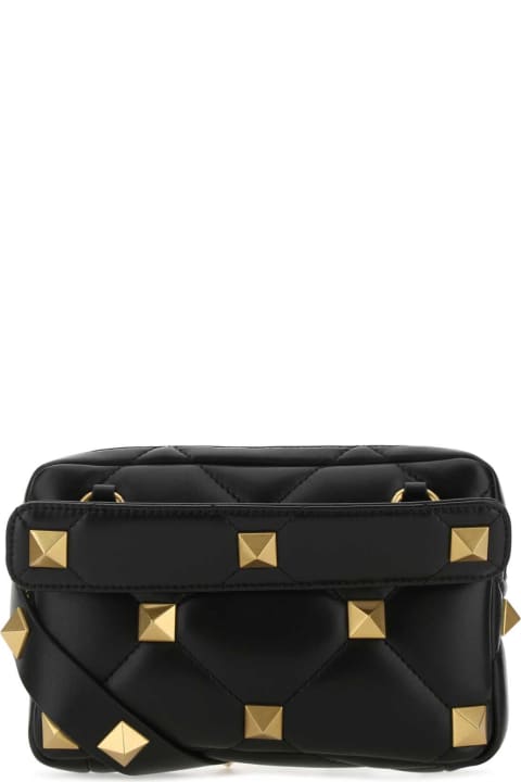 Valentino Garavani Shoulder Bags for Men Valentino Garavani Black Nappa Leather Roman Stud Handbag