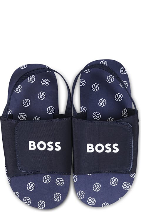 أدوات منزلية Hugo Boss Blue Sandals For Boy With Logo