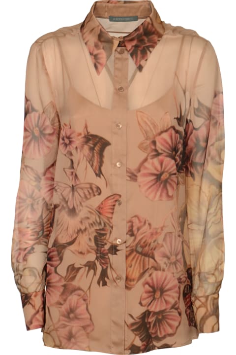 ウィメンズ Alberta Ferrettiのトップス Alberta Ferretti Floral Print See-through Shirt