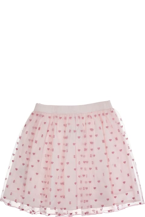 Homeware Moschino Pink Skirt With All-over Jacquard Motif In Cotton Girl