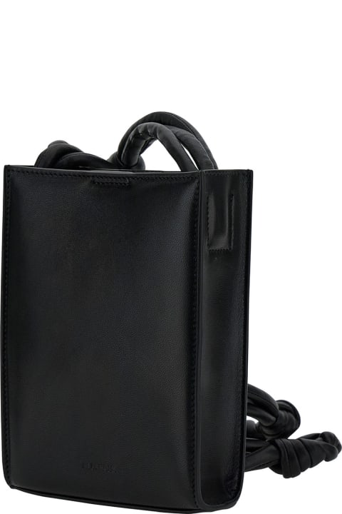 Jil Sander Shoulder Bags for Men Jil Sander 'tangle Small' Black Shoulder Bag With Embossed Logo In Leather Man