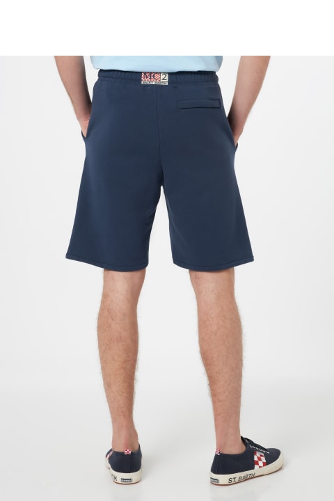 أدوات منزلية MC2 Saint Barth Man Navy Blue Cotton Fleece Bermuda Shorts Randle