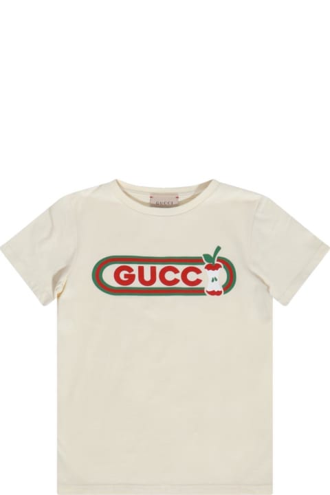 Gucci T-Shirts & Polo Shirts for Girls Gucci Apple Logo Printed Crewneck T-shirt