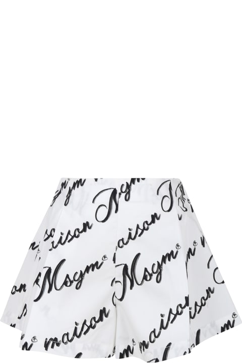 ガールズ MSGMのボトムス MSGM White Shorts For Girl With Logo