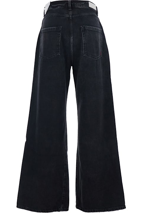Homeware Icon Denim 'debby' Black Jeans With Wide Leg And Logo Patch On The Rear In Denim Woman