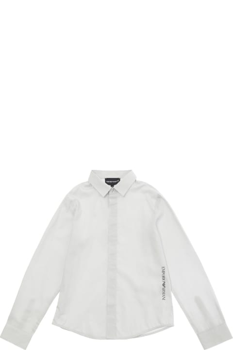 Emporio Armani Shirts for Boys Emporio Armani Grey Shirt With Logo Lettering Print In Cotton Boy