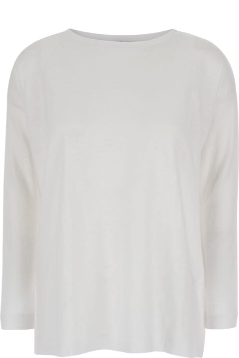 Allude for Men Allude White Shirt With Boart Neckline In Linen Woman