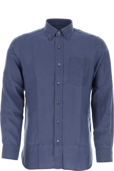 メンズ Tom Fordのウェア Tom Ford Air Force Blue Lyocell Shirt