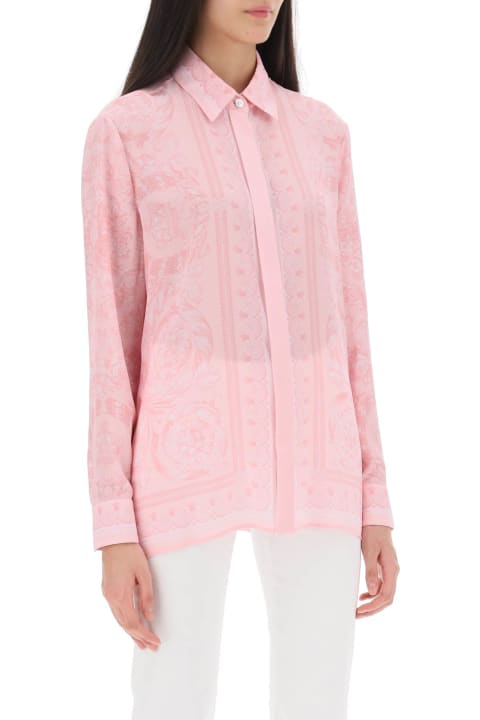 Topwear for Women Versace 'barocco' Pink Silk Shirt