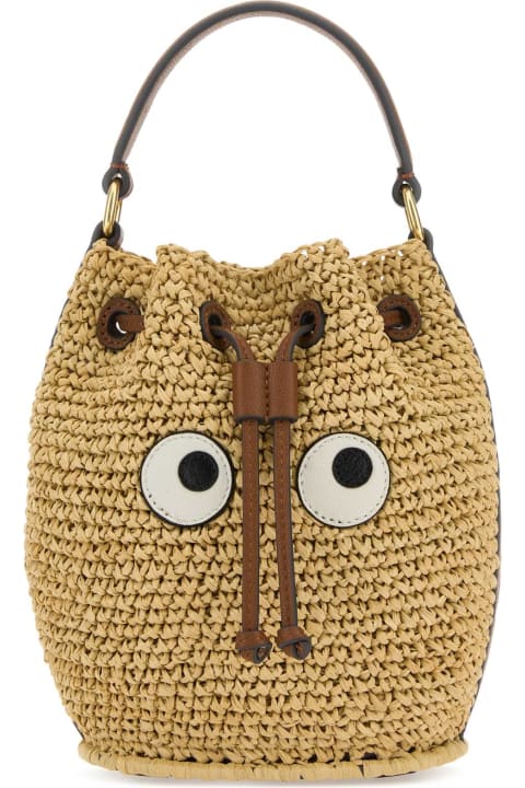 Fashion for Women Anya Hindmarch Raffia Eyes Drawstring Bucket Bag