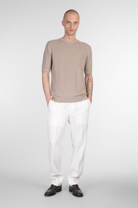Zegna ملابس علوية لـ القسم الرجالي Zegna T-shirt In Taupe Cotton
