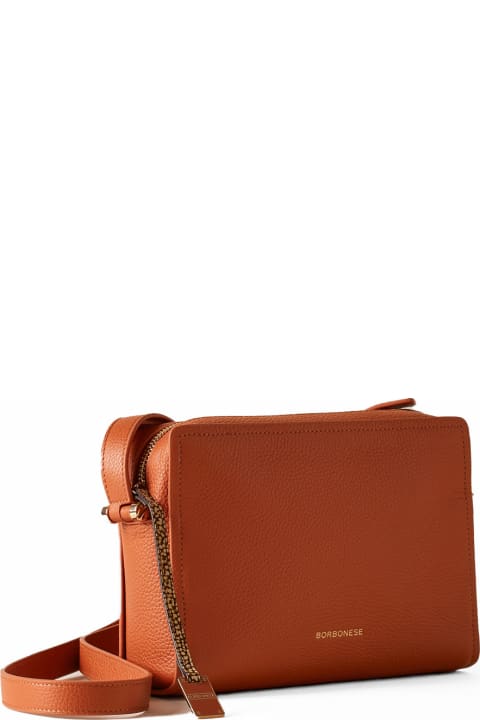 Borbonese Shoulder Bags for Women Borbonese Bolt Medium Shoulder Bag In Grained Leather