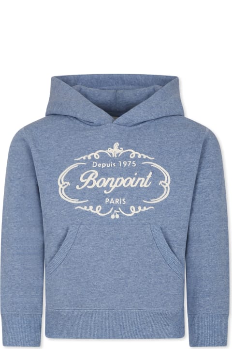 Bonpoint Topwear for Boys Bonpoint Light Blue Sweatshirt For Boy With Logo