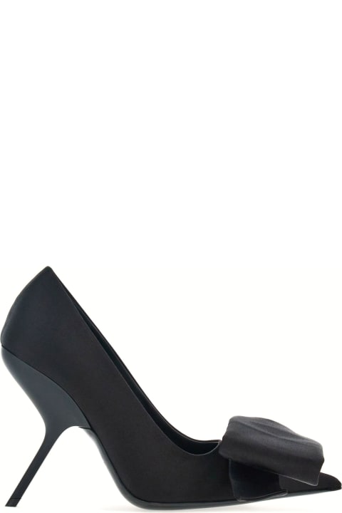 Ferragamo High-Heeled Shoes for Women Ferragamo Black Shiny Satin Pumps