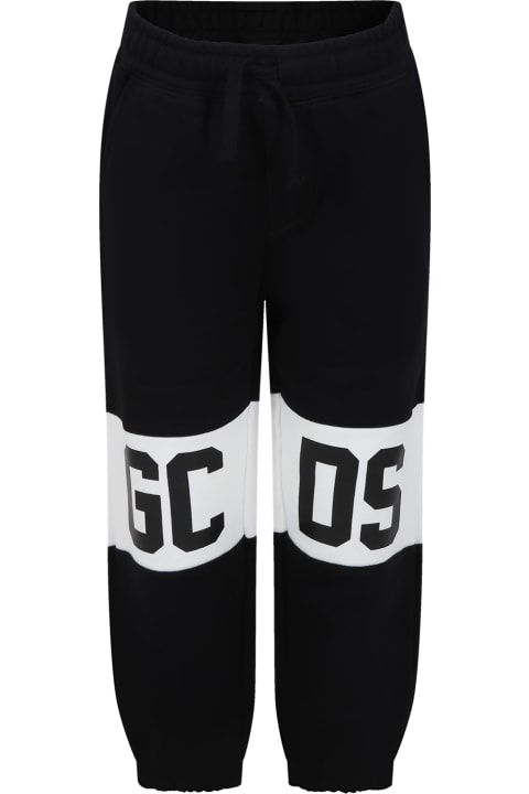 ボーイズ GCDS Miniのボトムス GCDS Mini Black Trousers For Boy With Logo