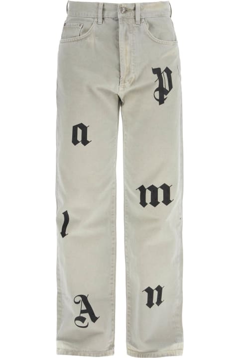 Palm Angels Jeans for Men Palm Angels Loose Printed Detail Jeans With Eight