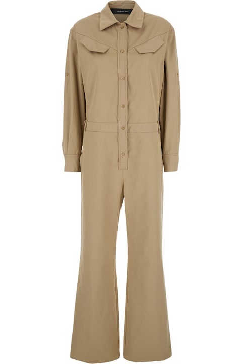 Federica Tosi for Women Federica Tosi Beige Jumpsuit With Patch Pockets On The Chest And Belt Loops On The Waist In Fabric Woman
