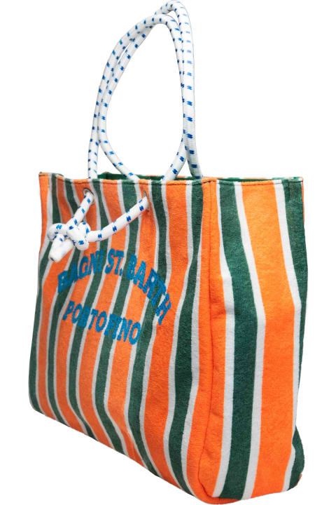 ウィメンズ新着アイテム MC2 Saint Barth Sponge Striped Bag With Embroidery