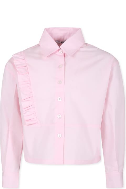 MSGM Shirts for Girls MSGM Pink Shirt For Girl With Logo