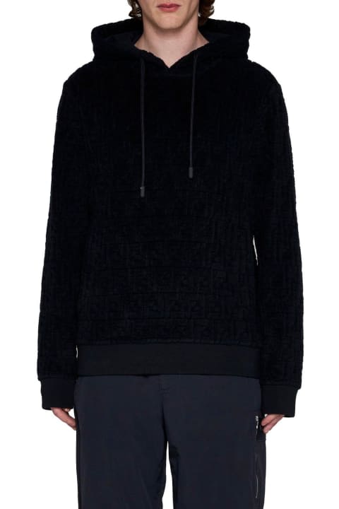 Fleeces & Tracksuits for Men Fendi Allover Ff Embossed Drawstring Hoodie