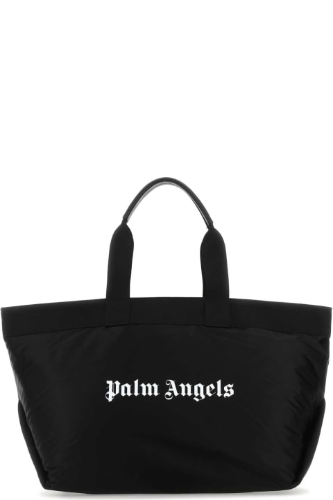 Totes for Men Palm Angels Black Fabric Shopping Bag