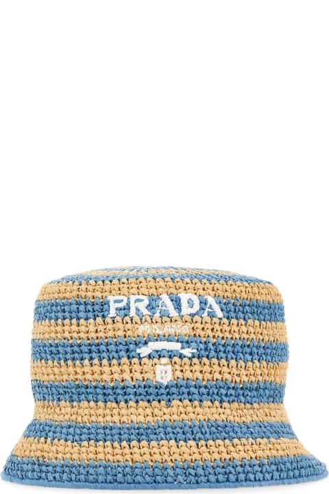 Prada for Women Prada Two-tone Raffia Bucket Hat