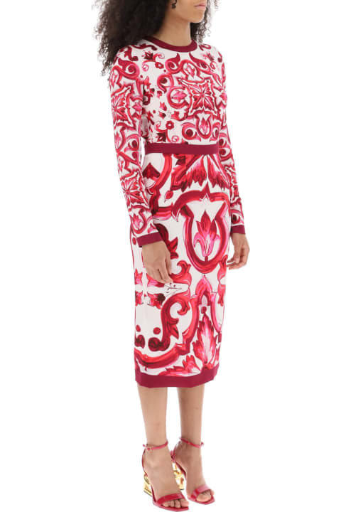 ウィメンズ新着アイテム Dolce & Gabbana Midi Silk Dress With Maiolica Motif
