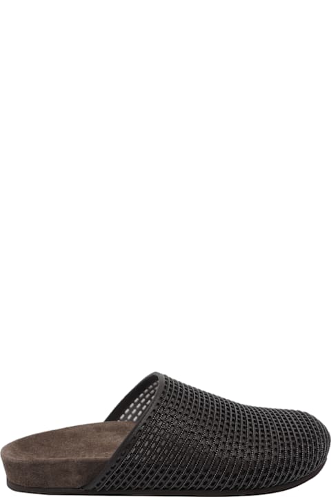 Brunello Cucinelli Leathers Sandals With Precious Net