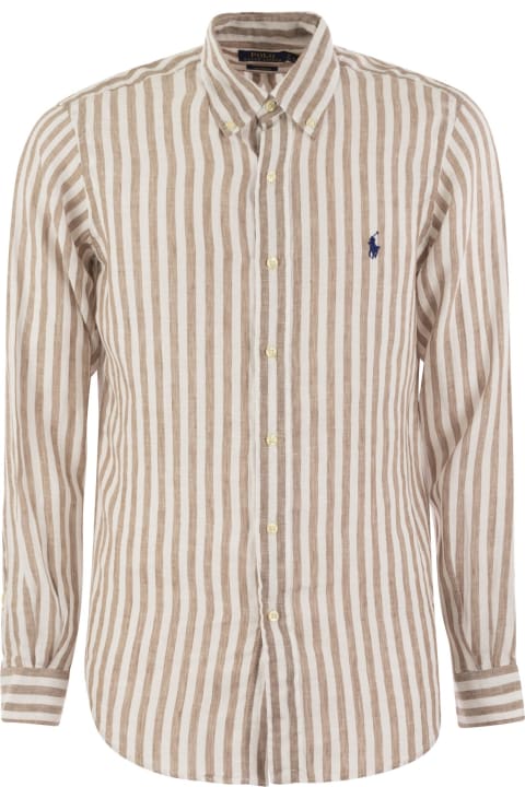 Polo Ralph Lauren Men Polo Ralph Lauren Linen Shirt With Striped Pattern And Logo