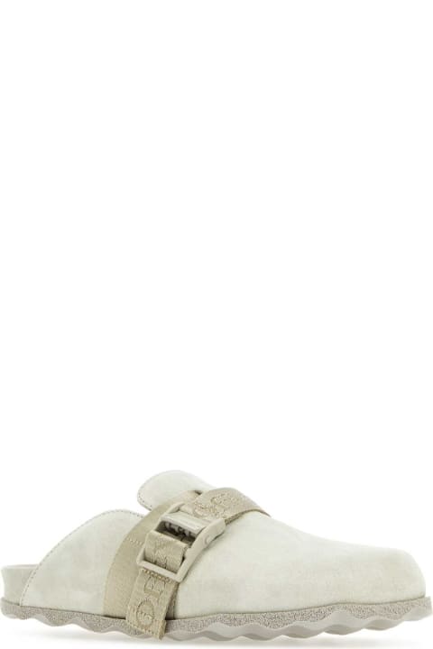 Shoes Sale for Women Off-White Light Grey Suede Slippers