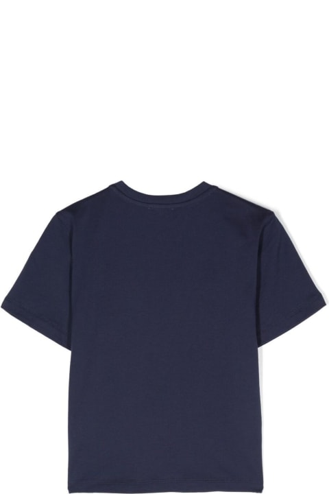 Moschino for Kids Moschino Blue Crewneck T-shirt With Graphic Print At The Front In Cotton Girl