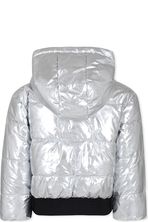 Homeware Karl Lagerfeld Kids Silver Down Jacket For Girl With Logo