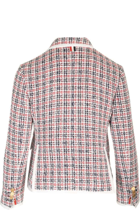 Thom Browne for Women Thom Browne Check-pattern Buttoned Tweed Jacket