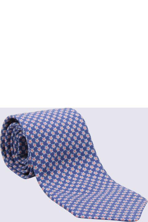 Ties for Men Ferragamo Navy And Light Blue Silk Tie